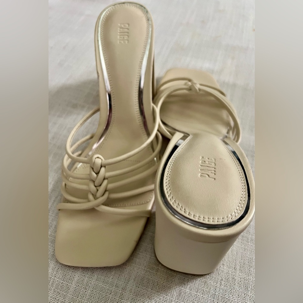 PAIGE “Becca” Slip On Strappy High Heel Sandals, Bone, Size US 9, NWOB. - Picture 4 of 11